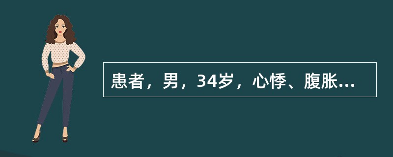 患者，男，34岁，心悸、腹胀，胸片如图，最可能的诊断是<img border="0" style="width: 283px; height: 272px;&quo