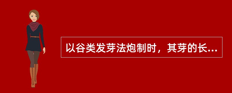 以谷类发芽法炮制时，其芽的长度为