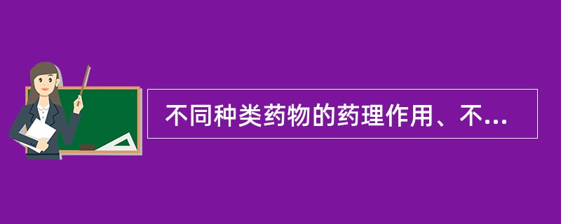  不同种类药物的药理作用、不良反应青光眼患者禁用：