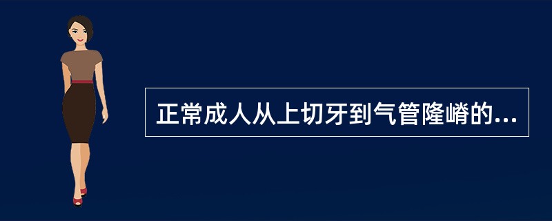 正常成人从上切牙到气管隆嵴的距离为()