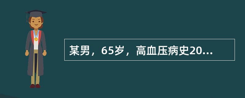 某男，65岁，高血压病史20年，突然出现右眼视物模糊1小时，眼部检查：右眼视力：眼前手动，左眼视力：0．6，右眼角膜透明，前房深浅正常，瞳孔散大，对光反应迟钝，晶体轻度混浊，眼底检查：视乳头色淡、边缘
