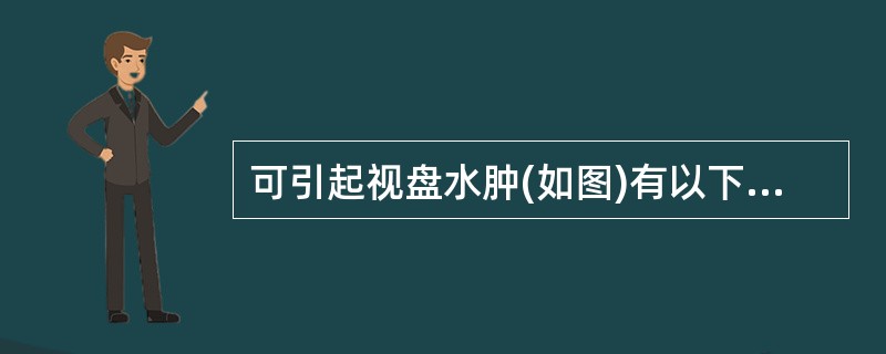可引起视盘水肿(如图)有以下哪几项()<img border="0" style="width: 169px; height: 161px;" src=&