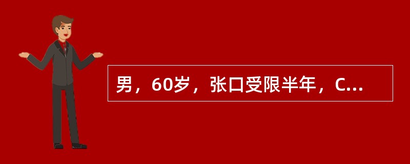男，60岁，张口受限半年，CT检查如图所示，正确的描述或诊断是()<img border="0" style="width: 410px; height: 308p