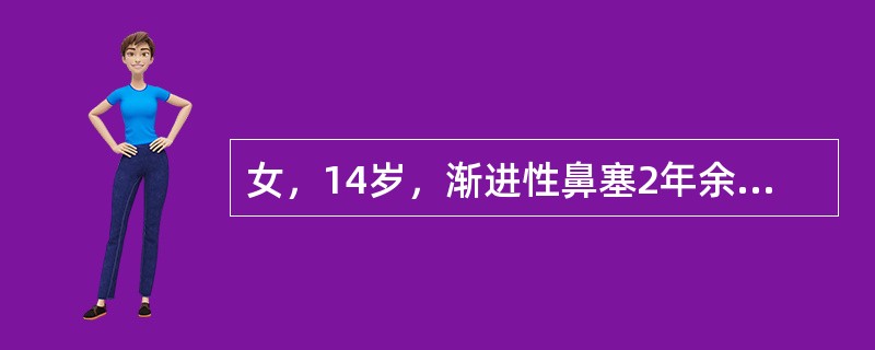 女，14岁，渐进性鼻塞2年余，右眼肿痛数月，CT如图所示，最可能的诊断是()<img border="0" style="width: 173px; height: