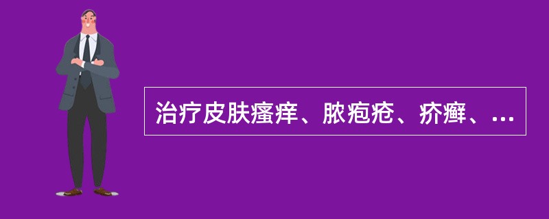治疗皮肤瘙痒、脓疱疮、疥癣、麻风诸证常选用()