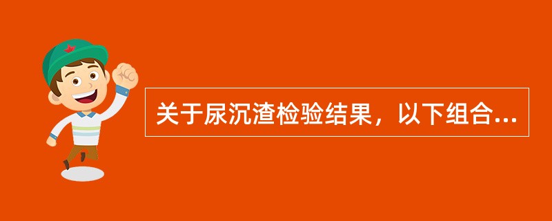 关于尿沉渣检验结果，以下组合正确的是