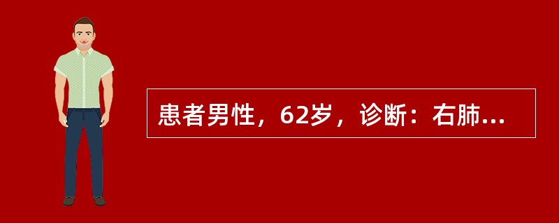 患者男性，62岁，诊断：右肺腺癌Ⅳ期，纵隔淋巴结转移，肺内转移。治疗：长春瑞滨＋顺铂（NP方案）一线解救化学治疗，第1日，第8日；长春瑞滨50mg，静脉滴注，第1～5日；顺铂30mg，静脉滴注。<