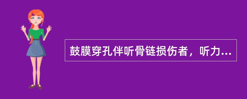 鼓膜穿孔伴听骨链损伤者，听力损失可达