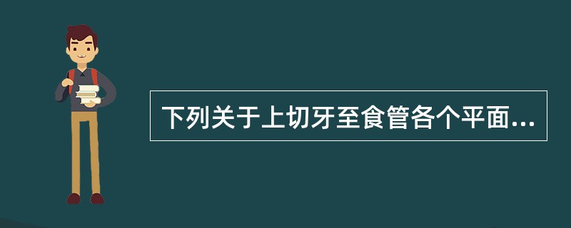 下列关于上切牙至食管各个平面距离的数据中，错误的是