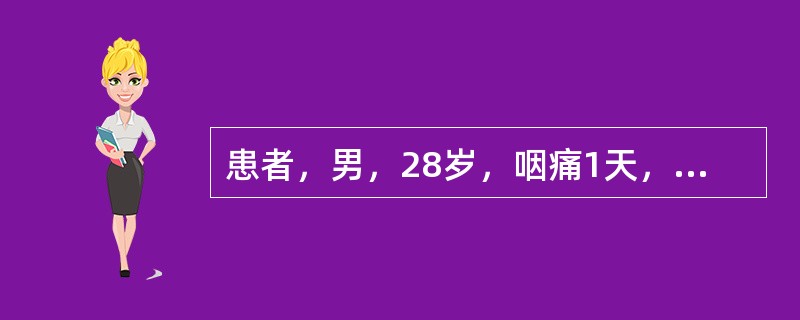 患者，男，28岁，咽痛1天，伴低热。检查：咽黏膜弥漫性充血，咽后壁淋巴滤泡、咽侧索红肿，下颌下淋巴结肿大、压痛，扁桃体Ⅰ度肿大，T37.3℃。该患者应诊断为