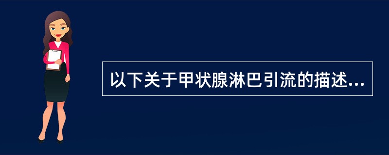 以下关于甲状腺淋巴引流的描述中，不正确的是