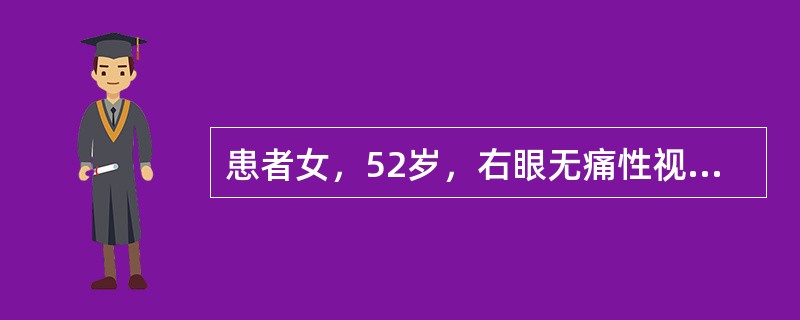 患者女，52岁，右眼无痛性视力下降3天，否认外伤史。高血压病6年。目前血压180/100mmHg。右眼视力：0.05，裂隙灯眼前节正常，眼压正常。左眼视力0，其余未见异常。右眼底检查发现：视盘充血水肿