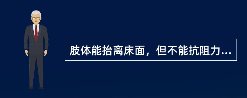 肢体能抬离床面，但不能抗阻力提示肌力为