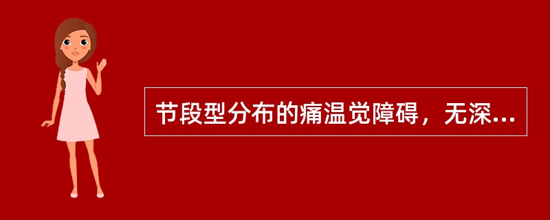 节段型分布的痛温觉障碍，无深感觉和触觉障碍，病变部位在