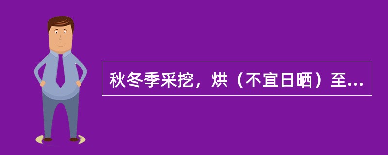 秋冬季采挖，烘（不宜日晒）至半干，堆放发汗至内部变绿色的药材是