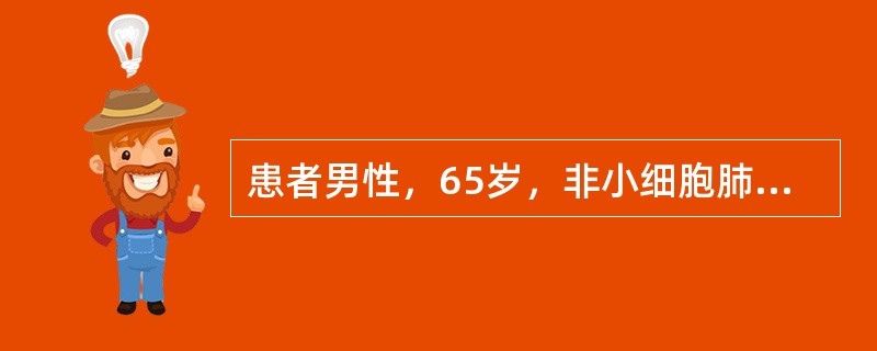 患者男性，65岁，非小细胞肺癌Ⅳ期，低分化腺癌，吉西他滨+顺铂一线治疗6周期后部分缓解（PR），体能状态评分（PS）为1分，选择进入维持治疗。维持治疗疗程为