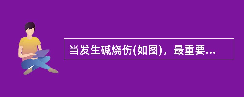 当发生碱烧伤(如图)，最重要的急救措施是()<img border="0" style="width: 227px; height: 170px;" sr