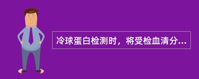 冷球蛋白检测时，将受检血清分装于两支试管，分别置于4℃冰箱和37℃孵箱，直立72小时，阳性反应的是