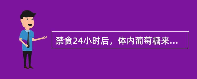 禁食24小时后，体内葡萄糖来源于体内蛋白质的糖异生，每日约耗损蛋白质