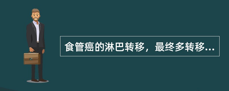 食管癌的淋巴转移，最终多转移至()