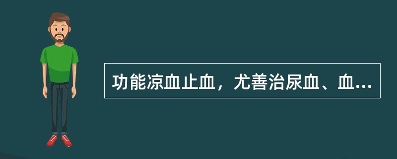 功能凉血止血，尤善治尿血、血淋的药物是