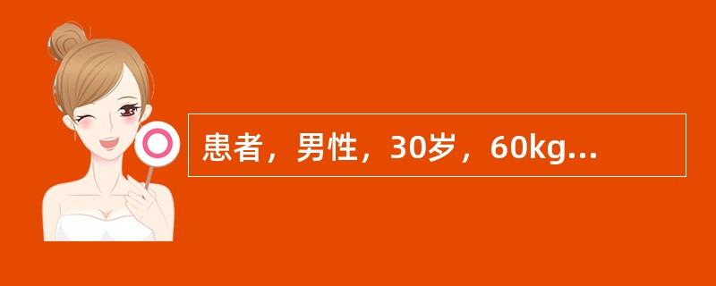 患者，男性，30岁，60kg，因晚饭后出门散步遭遇车祸入院。入院查体病人呼吸急促、烦躁不安、面色苍白，两侧瞳孔等大，两肺呼吸音对称、稍粗，BP85／45mmHg，脉搏细速，115次／min。腹肌紧张，