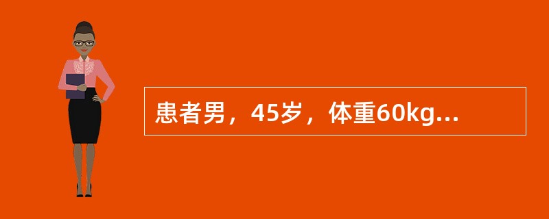 患者男，45岁，体重60kg。因车祸挤压下腹部及左下肢5h急诊入院。体格检查：意识清楚，呼吸26次/min，心率130次/min，血压90/60mmHg，腹软，无压痛，移动性浊音阴性，未排尿，骨盆及左