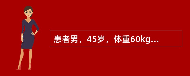 患者男，45岁，体重60kg。因车祸挤压下腹部及左下肢5h急诊入院。体格检查：意识清楚，呼吸26次/min，心率130次/min，血压90/60mmHg，腹软，无压痛，移动性浊音阴性，未排尿，骨盆及左