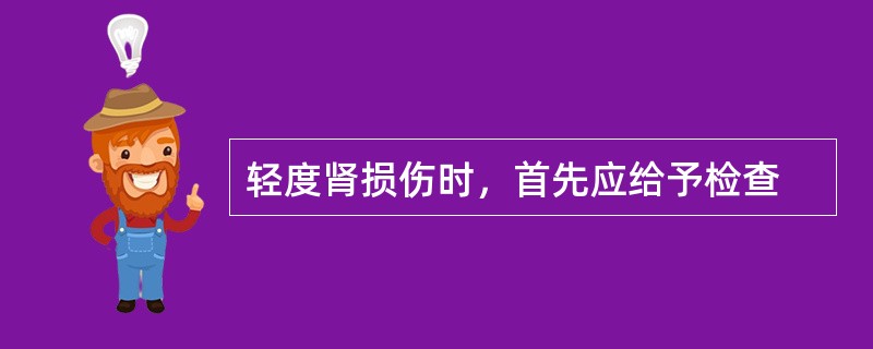 轻度肾损伤时，首先应给予检查