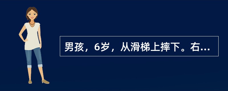 男孩，6岁，从滑梯上摔下。右手掌先着地，伤后右肘肿痛，不敢活动。X线拍片见右肱骨髁上骨折，远位骨折片向后上方移位，其最易发生的并发症是