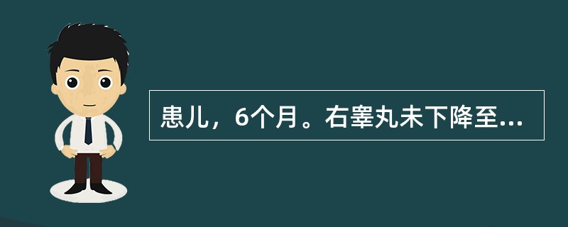 患儿，6个月。右睾丸未下降至阴囊内，查右阴囊空虚未触及睾丸，左侧发育正常。该患儿应采取何种治疗