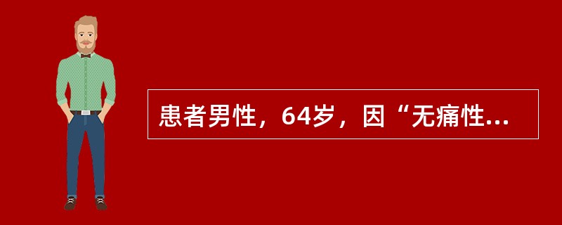 患者男性，64岁，因“无痛性肉眼血尿5天”就诊。泌尿系B超：示双肾输尿管未见异常。膀胱内低回声约5cm×6cm，考虑左侧壁占位病变。膀胱镜检查结果（见图12）。<img border="