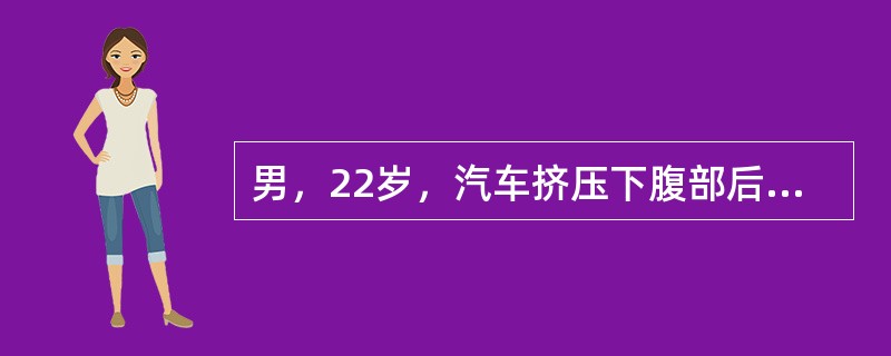 男，22岁，汽车挤压下腹部后2小时，因下腹部疼痛，有尿意，不能排尿就诊。查体：血压115/70mmHg，心率78次/分。X线片显示耻骨支骨折，导尿管不能插入膀胱。以下检查中最有价值的体检是()