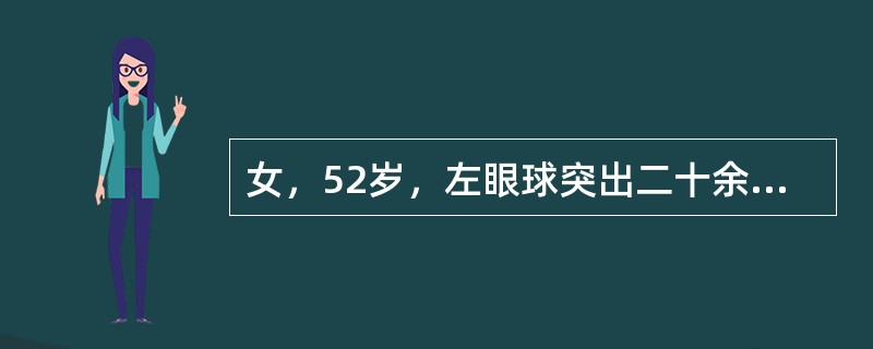 女，52岁，左眼球突出二十余年，T<img border="0" style="width: 10px; height: 16px;" src="