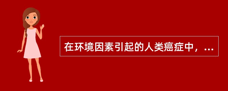 在环境因素引起的人类癌症中，占主要地位的是