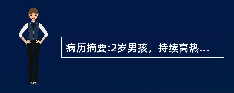 病历摘要:2岁男孩，持续高热伴咳嗽6天，加重1天，烦燥、气促，青霉素治疗6天无效。体检：体温39.5℃，呼吸65次/分，呼吸急促，口唇青紫，三凹征明显，左肺叩诊浊音，左肺下呼吸音减低，心率158次/分