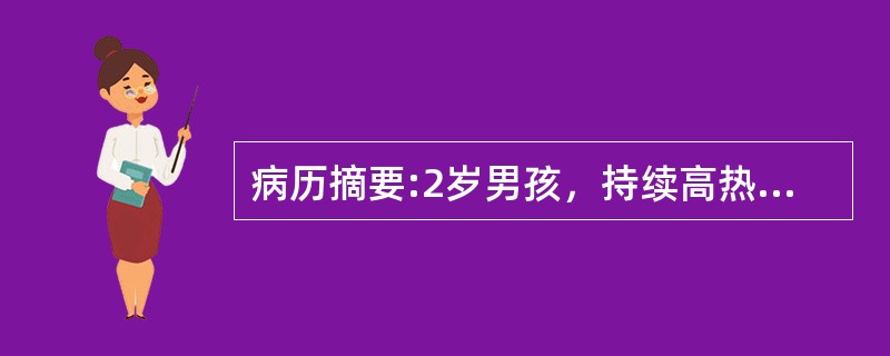 病历摘要:2岁男孩，持续高热伴咳嗽6天，加重1天，烦燥、气促，青霉素治疗6天无效。体检：体温39.5℃，呼吸65次/分，呼吸急促，口唇青紫，三凹征明显，左肺叩诊浊音，左肺下呼吸音减低，心率158次/分