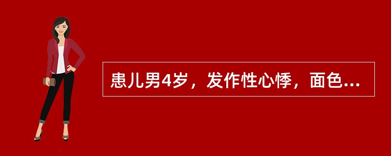 患儿男4岁，发作性心悸，面色苍白，呼吸急促2年余。发作后心电图是