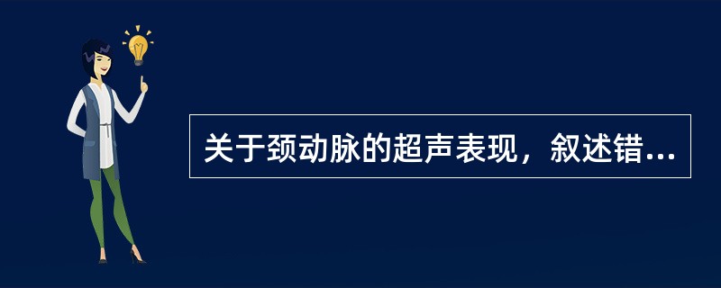 关于颈动脉的超声表现，叙述错误的是（）