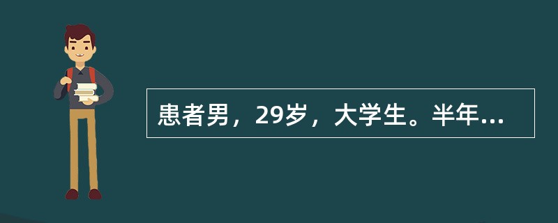 患者男，29岁，大学生。半年来常去图书馆看书，发现一女同学也在看书，认为对方对自己有好感，主动写信表示自己爱慕之心，但遭到拒绝，并将信退回。患者认为对方是在考验他，故又多次写信给这位女同学，但对方均未