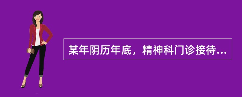 某年阴历年底，精神科门诊接待一患者，男，22岁。家属诉：患者刚从外地打工回家，家人在火车站接站时发现患者讲话颠三倒四，问东答西。口中念念有词，喃喃自语。总显害怕的表情，紧紧抓着家人的手。遂前往我科门诊