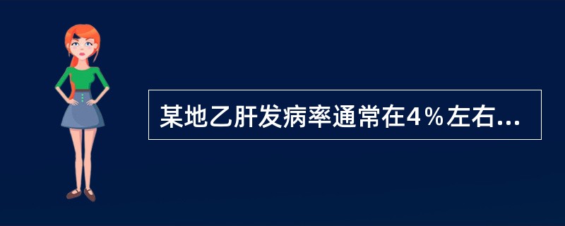 某地乙肝发病率通常在4％左右，为降低该地区乙肝对人群健康的危害，拟普遍接种乙肝疫苗，已知该疫苗的效果指数为10。通过疫苗的接种，可望使该地乙肝发病率下降（）
