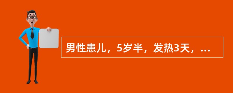 男性患儿，5岁半，发热3天，体温38.5℃左右，伴头痛、肌痛，左耳垂下肿大、疼痛，张口时疼痛加重。血常规检查WBC4×10<img border="0" src="