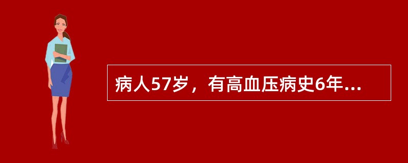 病人57岁，有高血压病史6年，与他人发生口角后突然起病，言语不清，右侧肢体无力，5分种后意识不清。查体：血压220／120mmHg，中度昏迷，瞳孔不等大，左侧5mm＞右侧2mm，左侧对光反射消失，强痛