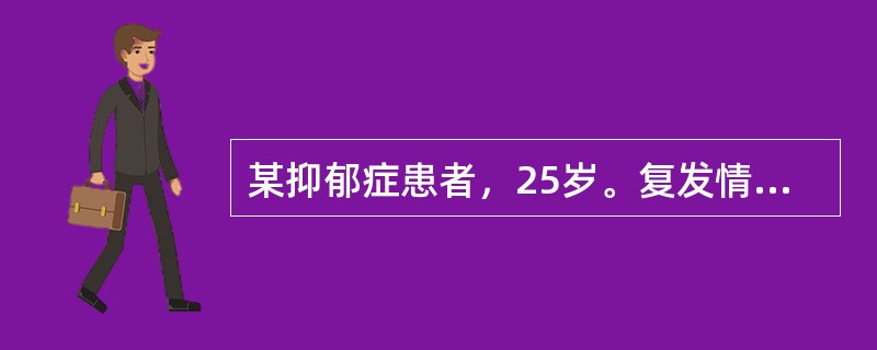 某抑郁症患者，25岁。复发情绪抑郁、悲观厌世，认为自己是历史罪人，只有死路一条，反复自杀未遂。该患者目前首选治疗方法是