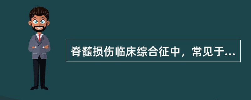 脊髓损伤临床综合征中，常见于颈脊髓血管损伤。患者有可能可以步行，但上肢部分完全麻痹属于