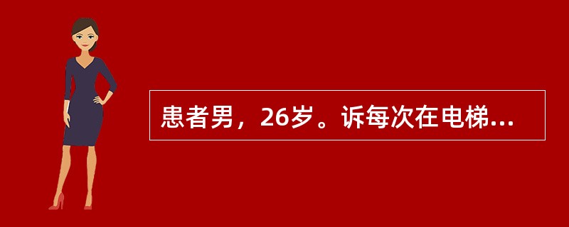 患者男，26岁。诉每次在电梯里或在飞机上，就出现心慌、多汗、紧张、烦躁不安，有时甚至胸闷，恶心。因而常回避坐电梯和飞机。此患者最可能的诊断是