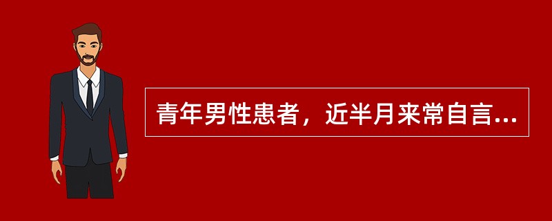 青年男性患者，近半月来常自言自语，侧耳倾听，说有人说他工作能力差，表现不好，他常回答"我工作能力比谁都强"，"我表现很好。"该患者最可能的诊断是