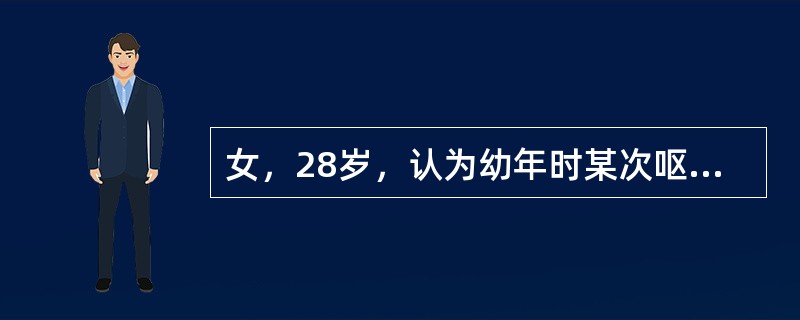 女，28岁，认为幼年时某次呕吐是因为有人在食物中下毒，所以认定自己现在有病，是他们还没有放弃迫害的原因。该病人症状最可能是