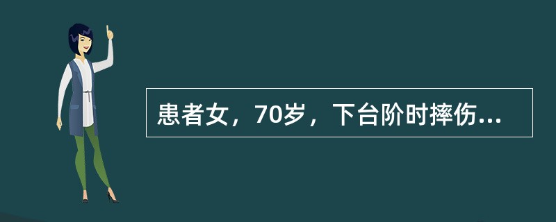 患者女，70岁，下台阶时摔伤臀部，查体右下肢短缩3cm，足外旋45°，髋部叩压痛明显，旋转痛阳性，髋部无明显肿胀，该患者最可能的诊断是